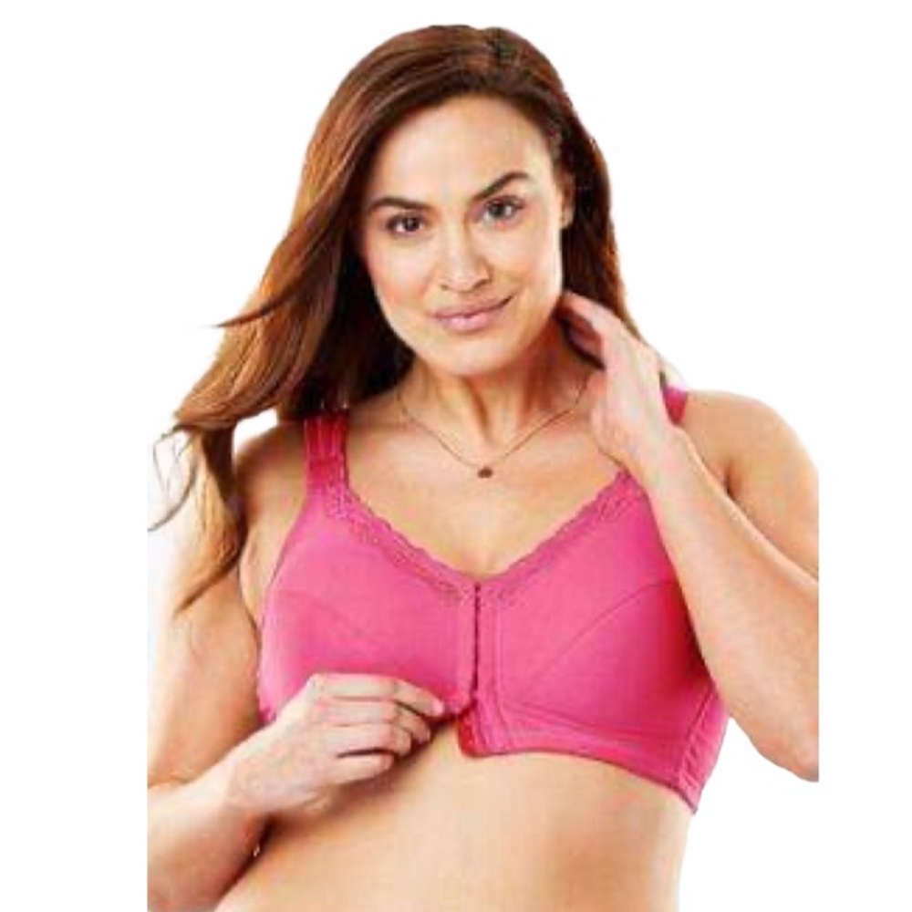 Pink 48 B Wire Free Front Hook Posture Bra Plus